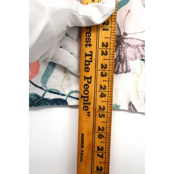 Anthropologie Floral Print Pajama Top Malin Gyllensvaan Pink Trim Pocket Size S - Picture 4 of 9